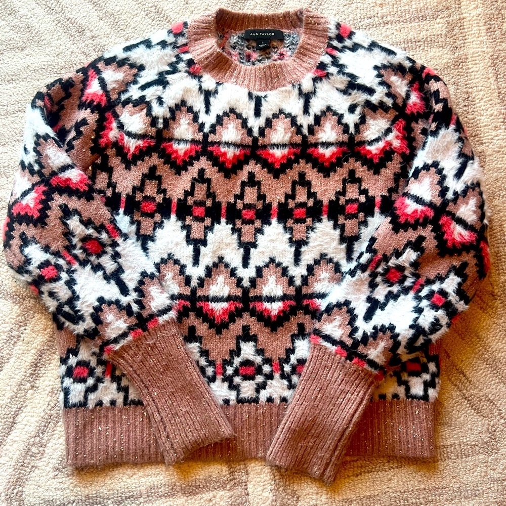 Ann Taylor Geometric Pattern Sweater